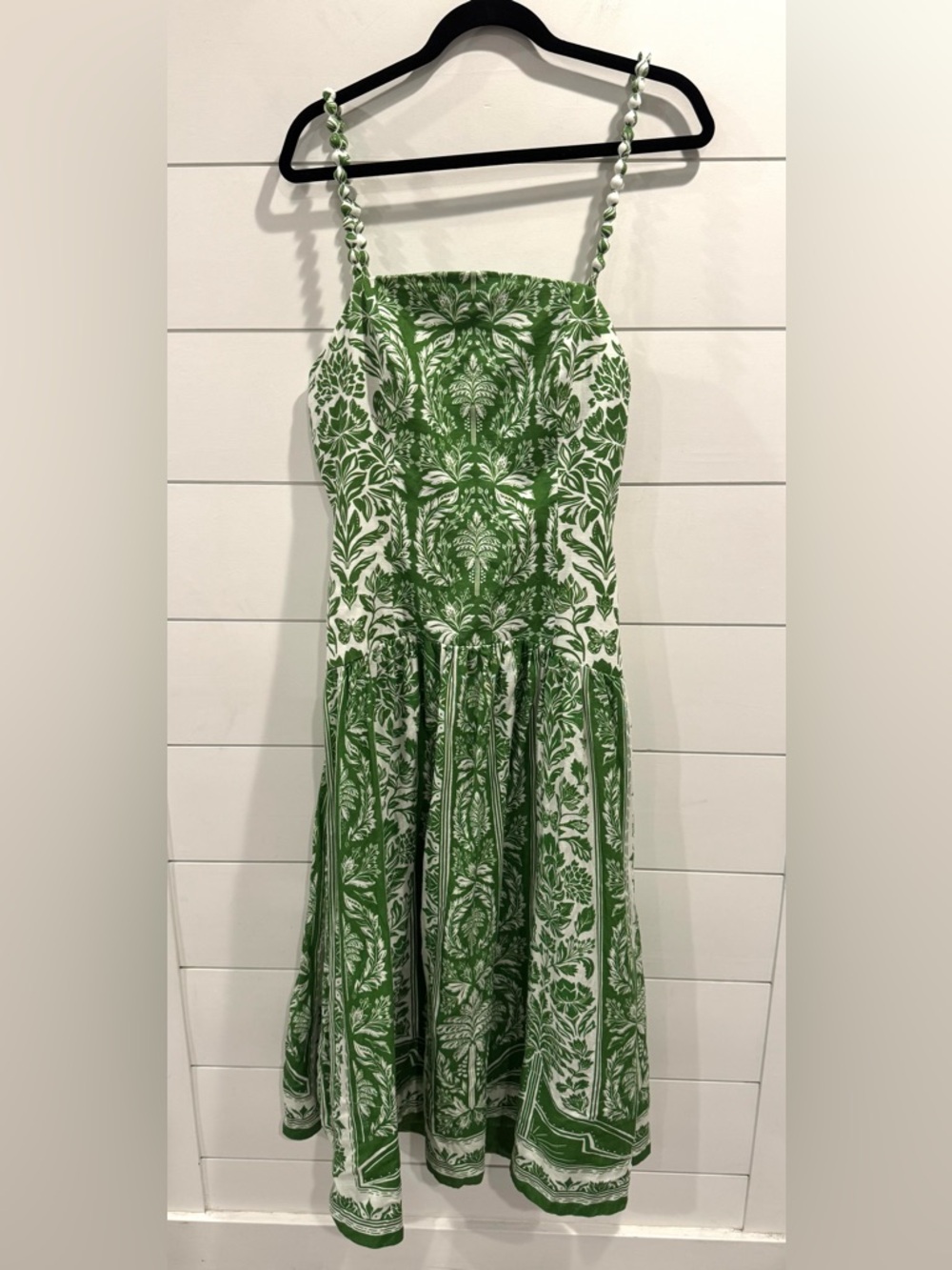 Farm Rio green delicate tapestry linen drop waist midi dress - Picture 7 of 12